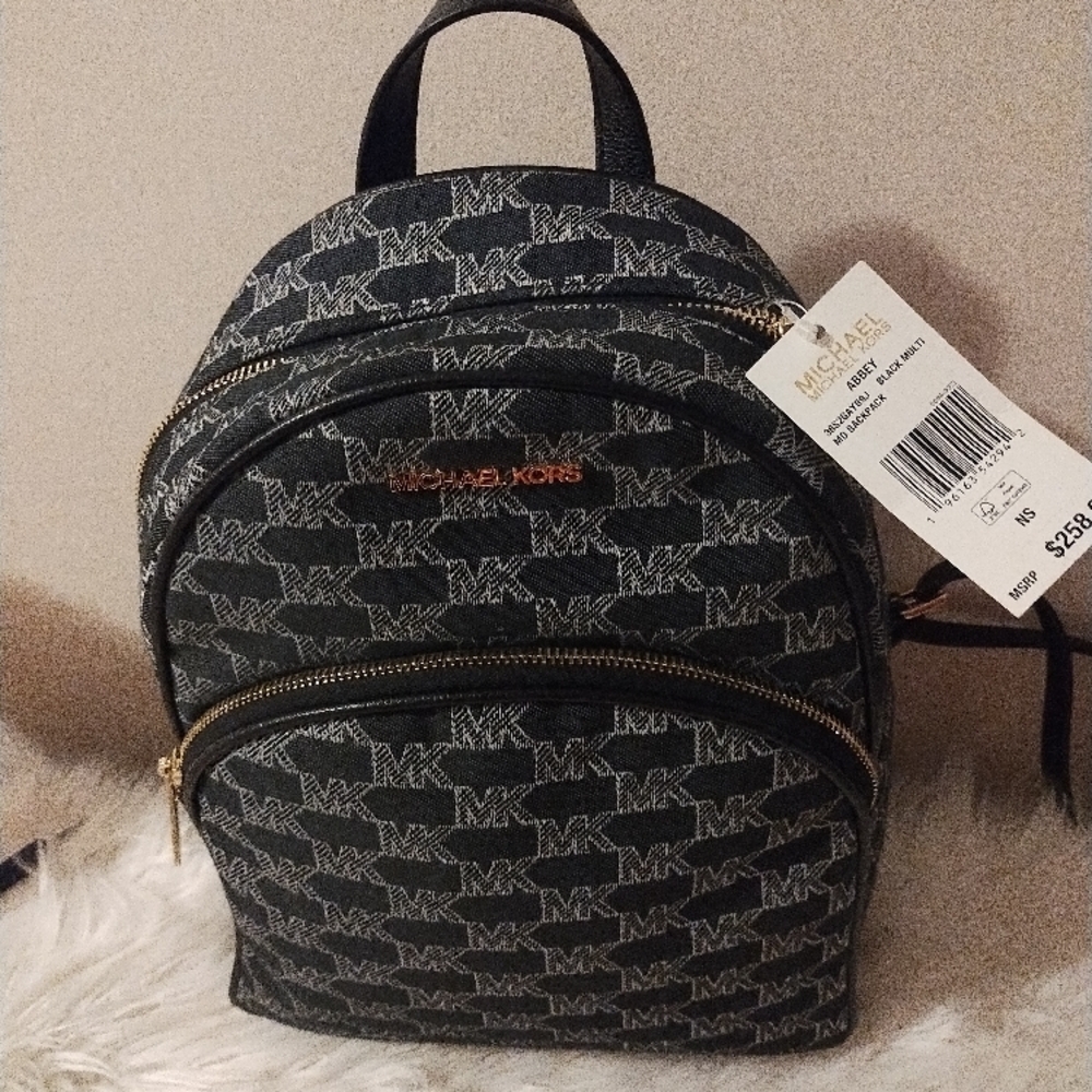 Michael Kors Black Monogram Backpack